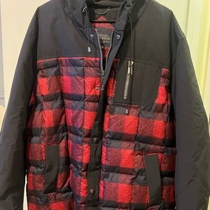 Pendleton Men’s Red and Black Puffer Jacket with Buffalo Check